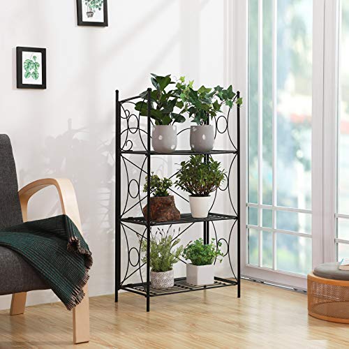 Bathroom Shelf / Flower Stand - Wrought-Iron Garden Shelf / Plant Shelf / Flower Shelf with 3 Tiers