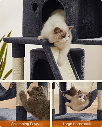 Cat Scratching Post with 2 Caves 155 cm Smoke Grey