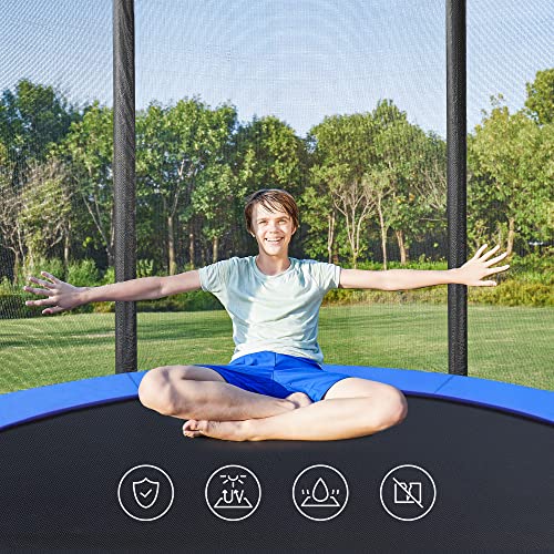 Trampoline 183 cm (6 ft), Outdoor Backyard Trampoline, TÜV Rheinland GS Certificate, with Enclosure Safety Net, Spring Cover Pad, Holds 100 kg, Black and Blue