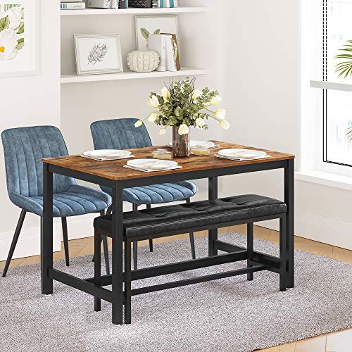 Dining Table for 4 People, Kitchen Table, 120 x 75 x 75 cm, Heavy Duty Metal Frame, Industrial Style, for Living Room, Dining Room, Rustic Brown and Black