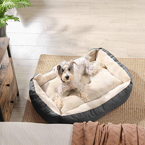 Dog Bed, Reversible Cushion, 85 x 65 x 21 cm, Dark Grey