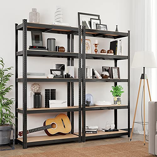 5-Tier Shelving Unit, Steel Shelving Unit for Storage, Tool-Free Assembly, for Garage, Shed, Load Capacity 600 kg, 50 x 100 x 200 cm, Black