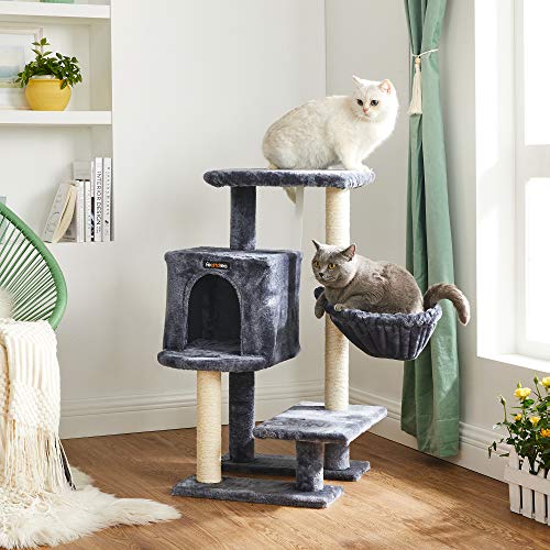 Cat Tree, Small Cat Condo 84 cm, Cat Tower, Smoky Grey