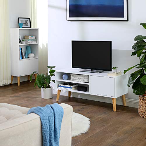 Scandinavian TV Stand, Retro TV Console, Entertainment Centre for Flat Screen TV, Gaming Consoles, in Living Room, Entertainment Room, Office, White