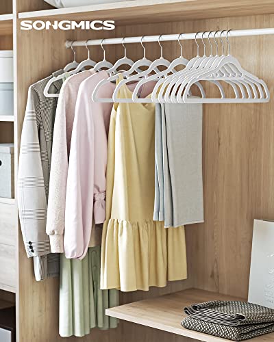 Velvet Hangers, 50 Pack, Non-Slip Clothes Hangers, 0.6 cm Thickness, Space Saving, 360° Swivel Hooks, 43.5 cm Long, for Coat, Jacket, Shirt, Dress, Trousers, White