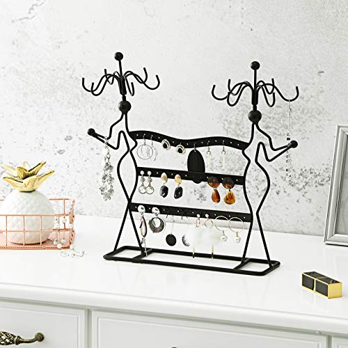 Jewellery Organiser, Jewellery Holder, for Necklaces, Earrings, Rings, Accessories Rack, Jewellery Stand, Black