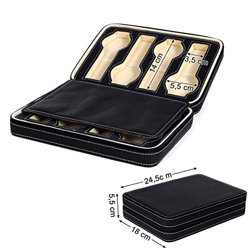 Zippered Portable Watch Storage Box Case for 8 Watches