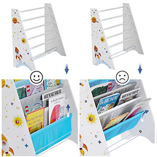 Kids’ Bookcase, Book Storage Shelf Organiser, with Anti-Tip Kit, for Children's Room, Playroom, Daycare, School, 62.5 x 28 x 60 cm, Space-Saving Design, White