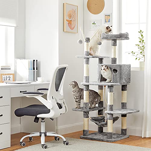 Cat Tree, Cat Condo with Hammock, Perch, Cat Tower, Light Grey