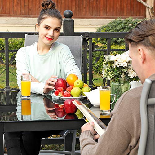 Folding Garden Chair, Outdoor Chair with Durable Aluminum Structure, 8-Angle Reclining Backrest, Max. Capacity 150 kg, Grey