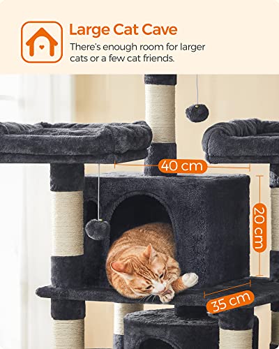 Cat Tree, Large Cat Tower, 170 cm, Smoky Grey