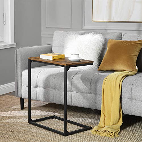 Side Table, Small Sofa Table, End Table, Laptop Table, for Bedroom, Living Room, Work in Bed or on The Sofa, Simple Structure, Stable, Industrial Style, Rustic Brown and Black