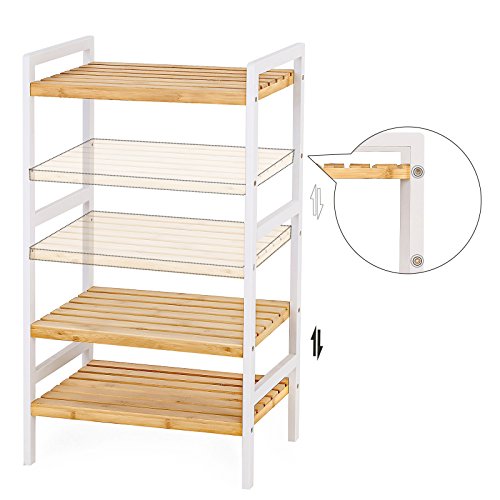 3-Tier Bamboo Storage Rack for Bathroom, Kitchen, Bedroom, 45 x 31.5 x 80 cm Natural Grain and White