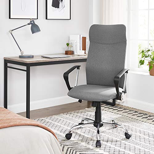 Office Chair Ergonomic Swivel Chair Padded Seat Fabric Cover Height-Adjustable and Tiltable up to 120 kg Load Capacity Grey