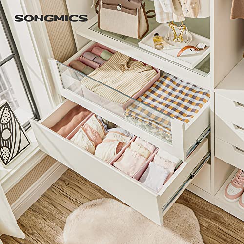 Drawer Organisers, Dresser Dividers, Set of 6, Foldable Fabric Storage Boxes for Socks, Underwear, Bras, Ties, Scarves, Pink