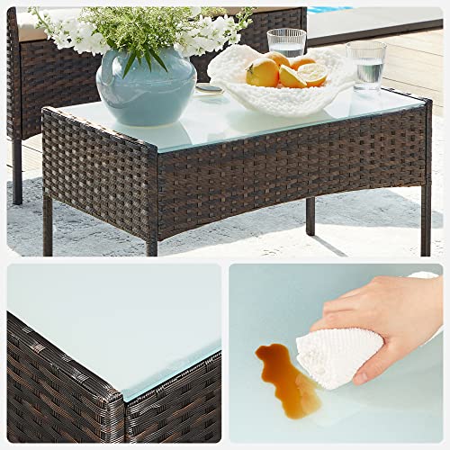 Balcony Garden Furniture Set PE Polyrattan Lounge Set Patio Furniture Outdoor for Patio Balcony Garden Brown Taupe