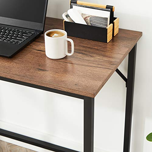 Computer Desk, Small Office Desk and Workstation, Work Desk for Home Office, Study, Bedroom, 50 x 100 x 75 cm, Industrial Style, Metal Frame, Hazelnut Brown and Black