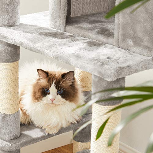 Cat Tree with Pompoms, Cat Tower 150 cm, Light Grey