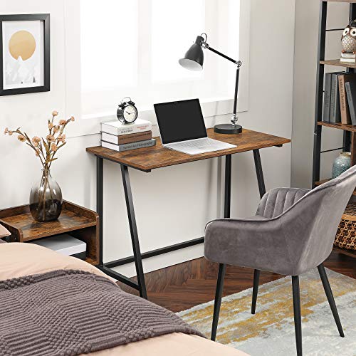 Computer Desk, Writing Desk with Steel Frame, Rustic Top, Work Table for Office and Home Study, Easy Assembly, 100 x 50 x 75 cm, Industrial, Rustic Brown and Black