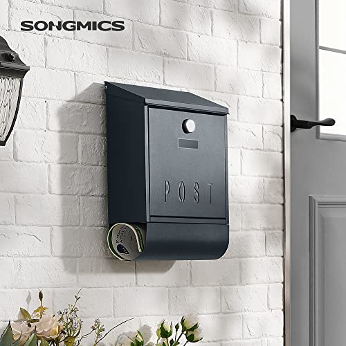 Mailbox, Wall-Mounted Letter Box, Hanging Postbox for Outside, Capped Lock with Copper Core, POST Viewing Window, Newspaper Holder, Nameplate, Easy to Install, Anthracite Grey