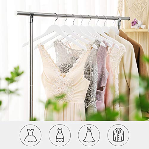 Coat Hangers, 20 Pack Wooden Clothes Hangers with Notched Shoulders, Solid Wood Hangers, 360° Swivel Hook, Non-Slip, 44 cm Long, White