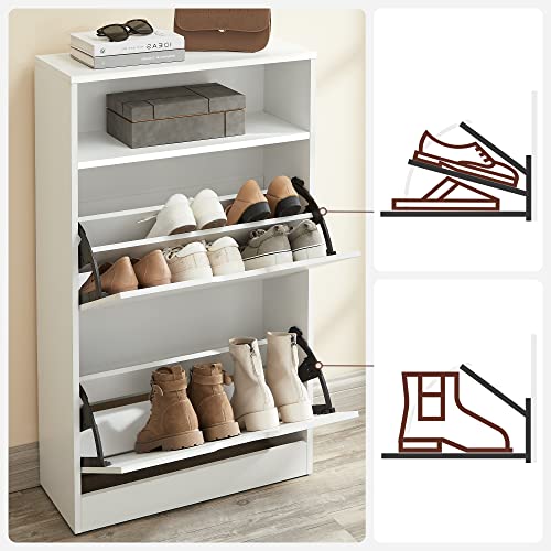 V1 Shoe Cabinet with 2 Compartments for Hallway, Living Room, Bedroom, 60 x 24 x 102 cm, White