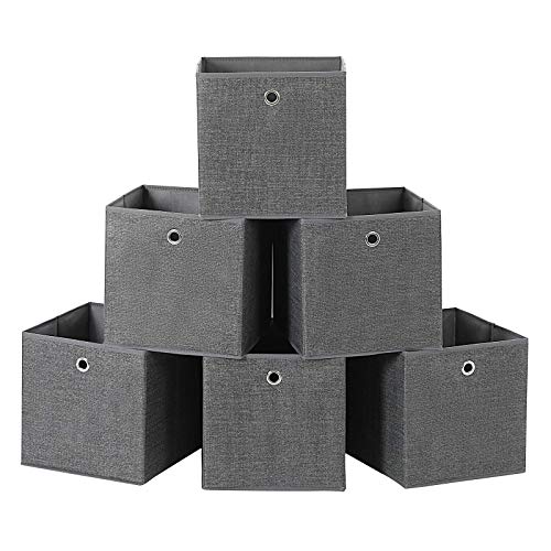 Storage Cubes, Set of 6, Non-Woven Fabric Foldable Storage Boxes and Toy Clothes Organiser Bins, Grey