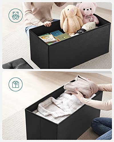 80 L Folding Ottoman Bench Storage Box Flipping Lid Load Capacity of 300 Kg 76 x 38 x 38 cm Black