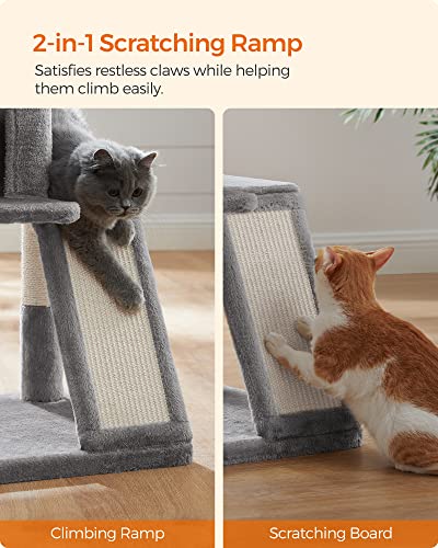 Cat Tree, Cat Tower, Widened Perch for Large Cats, Light Grey