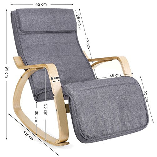 Songmics Rocking Chair - Living Room Chair. gray