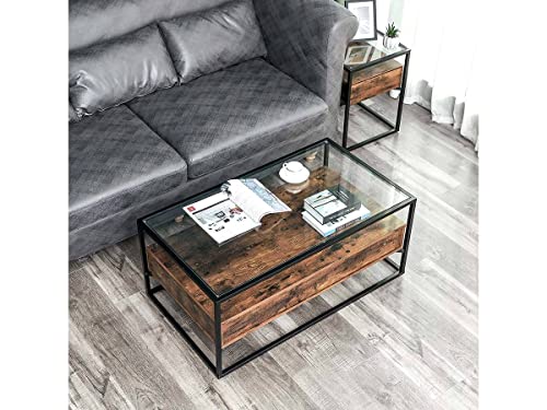 Habitat et Jardin Wooden Coffee Table, Rustic Brown/Black, 106 x 57 x 45 cm