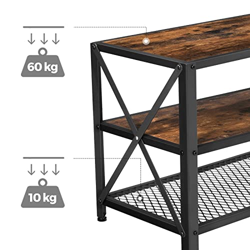 TV Stand, TV Table for TV up 60 Inchs, with Shelves, Steel Frame, Living Room, Bedroom Furniture, Rustic Brown and Black