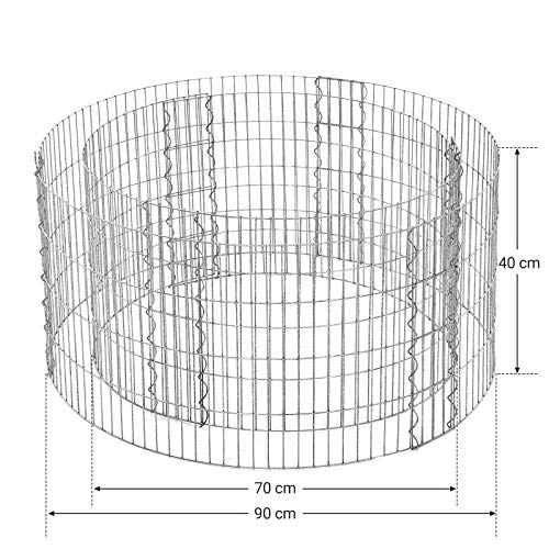 Tall Round Gabion for Stones, Metal Gabion Cage and Basket with Thick Grids 2.5 x 10 cm, Rust-Resistant Galvanised Steel, 90 x 40 cm (Dia. x H), Garden Flower Beds Decoration