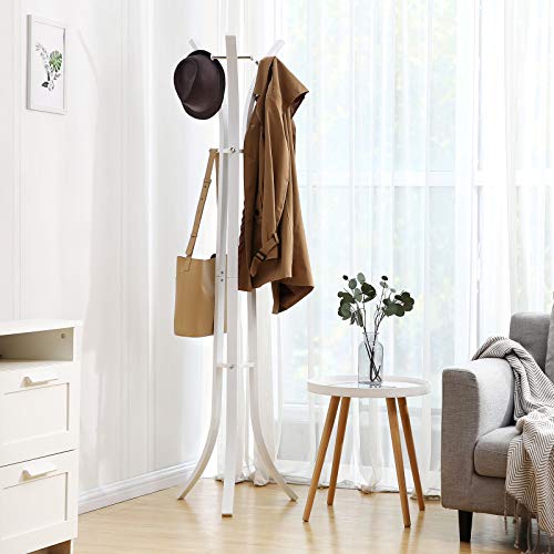 Heavy Duty Coat Hat Stand Rack Garment Coat Tree 9 Hook Metal, 176 cm White