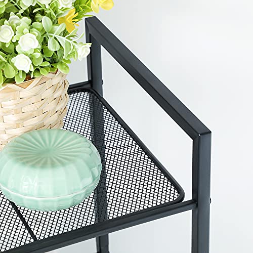 Bathroom Shelf Metal Kitchen Shelf 5 Tier Bathroom Shelf Standing Shelf Plant Shelf Expandable Adjustable Shelves Industrial Design for Bathroom Kitchen Black