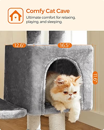 Multilevel Cat Tree, 110 cm Cat Tower, Cat Condo, Light Grey