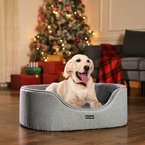 Dog Bed, Pet Bed, Reversible Cushion, 92 x 72 x 28 cm, Grey