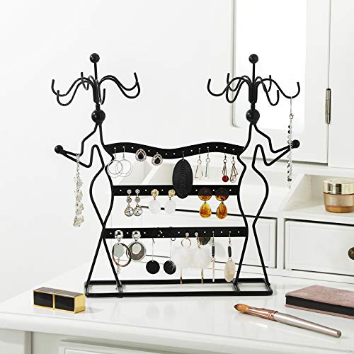 Jewellery Organiser, Jewellery Holder, for Necklaces, Earrings, Rings, Accessories Rack, Jewellery Stand, Black