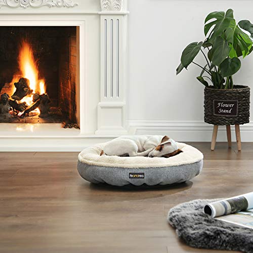 Dog Bed, Dog Sofa, Cat Bed, Donut Shape, Round, 55 cm Dia, Grey