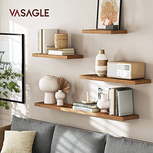 Floating Shelf, Wall Shelf for Books, Photos, Collectibles, Wall-Mounted Office Shelf, 40 x 20 x 3.8 cm, MDF, for Living Room, Kitchen, Hallway, Bedroom, Bathroom, Rustic Brown