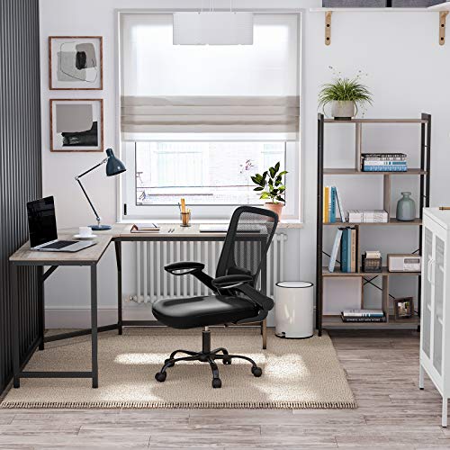 L-Shaped Computer Desk, Corner Desk for Study, Home Office, Gaming, Space-Saving, Easy Assembly, Industrial Design, Greige and Black