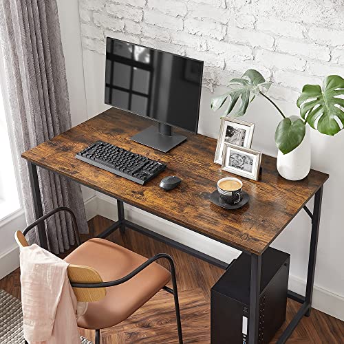 Writing Desk, Computer Desk, Small Office Table, 120 x 60 x 75 cm, Study, Home Office, Simple Assembly, Steel, Industrial Design, Rustic Brown and Black