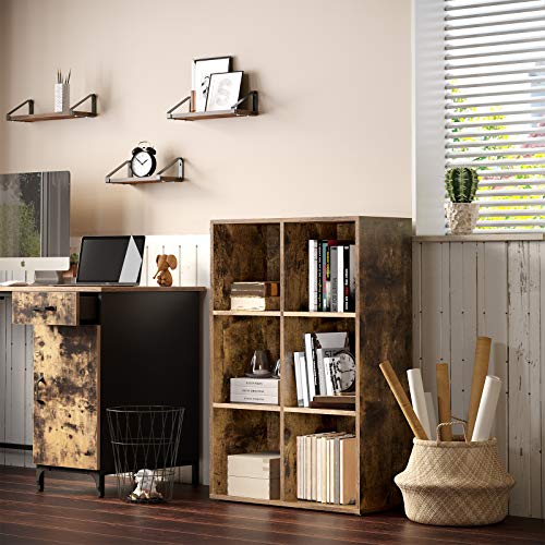 6-Cube Bookcase, Storage Unit, Display Rack for Trinkets, Souvenirs, Potted Plants, for Study Room, Office, Living Room, 65.5 x 30 x 97.5 cm, Rustic Brown