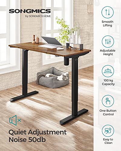 Electric Standing Desk, Height-Adjustable Sit-Stand Desk, Stand up Desk with Metal Frame, for Home Office, Rustic Brown and Black