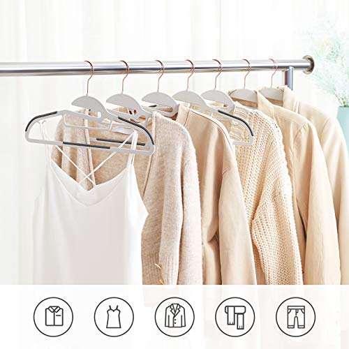 Set of 30 Plastic, S-Shaped Opening, Non-Slip and Space-Saving Hangers, Thickness 0.5 cm, Long 41.5 cm, 360 Degree Swivel Hook, Rose Gold, Grey , White, Standard