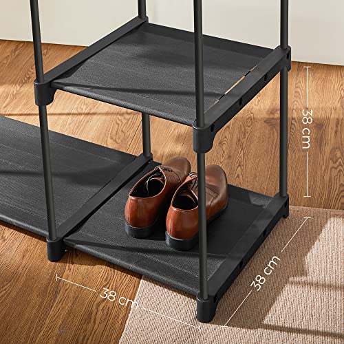 Freestanding Wardrobe, Foldable Closet, Coat Rack with Clothes Rails, Clothes Rack, Open Storage Wardrobe, Storage Organiser, Cloakroom, Bedroom, Study 112 x 43 x 165 cm, Black