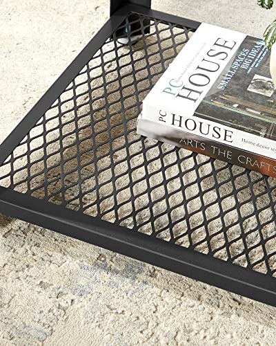 Side, Industrial End, Coffee Table, with Metal Frame, Easy to Put Together, for Living Room, Bedroom, Kitchen, Rustic Brown and Black , Wood chipboard, iron, Vintage, 1 Item