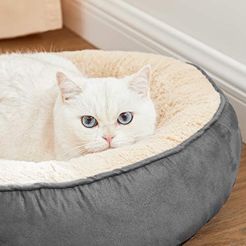 Dog Bed, Doughnut Cat Bed, Round, 50 cm Dia, Dark Grey