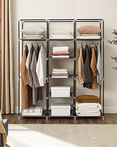 Canvas Wardrobe Bedroom Furniture Cupboard Clothes Storage Organiser Gray 175 x 150 x 45 cm