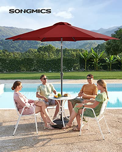 290 cm Garden Parasol Umbrella, UPF 50+, Sun Shade, 30° Tilt in 2 Directions, Crank Handle for Opening and Closing, for Outdoor Gardens Pool Balcony Patio, Base Not Included, Red